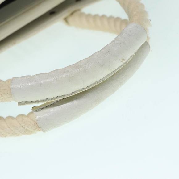 BURBERRY Rope handle Hand Bag Canvas Leather White Blue Silver Auth 92982 - Picture 7 of 16